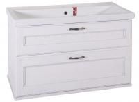 Тумба с раковиной ASB-Woodline Прато 100 белая, патина серебро