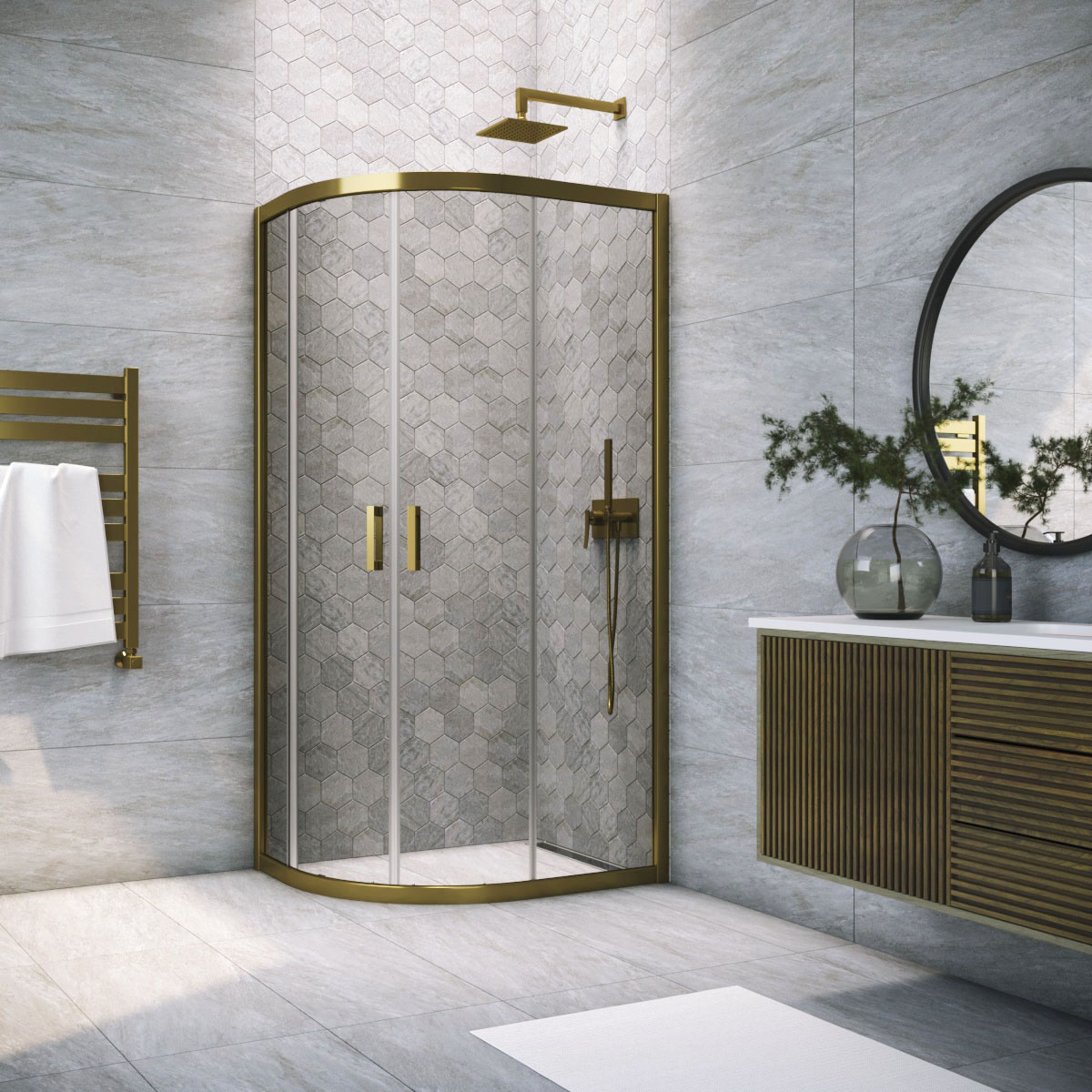 Душевой уголок Vegas Glass ZS-F TUR NOVO h1900 100*80 05 07, профиль бронза, стекло графит