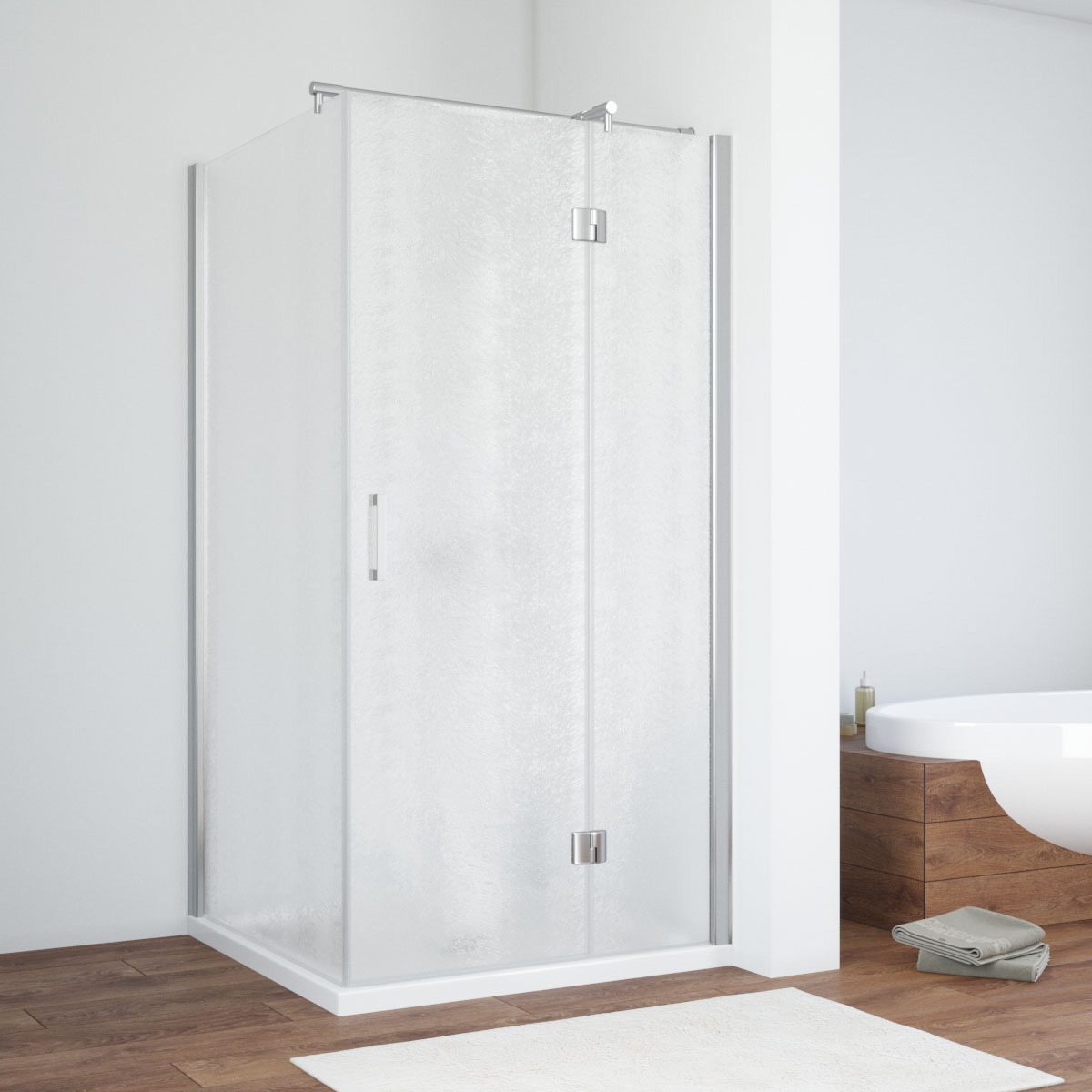 Душевой уголок Vegas Glass AFP-Fis TUR NOVO h1890 100*90 08 02 R, профиль глянцевый хром, стекло шиншилла