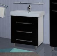 Тумба с раковиной Bellezza Рокко 70 черная напольная 3 ящика