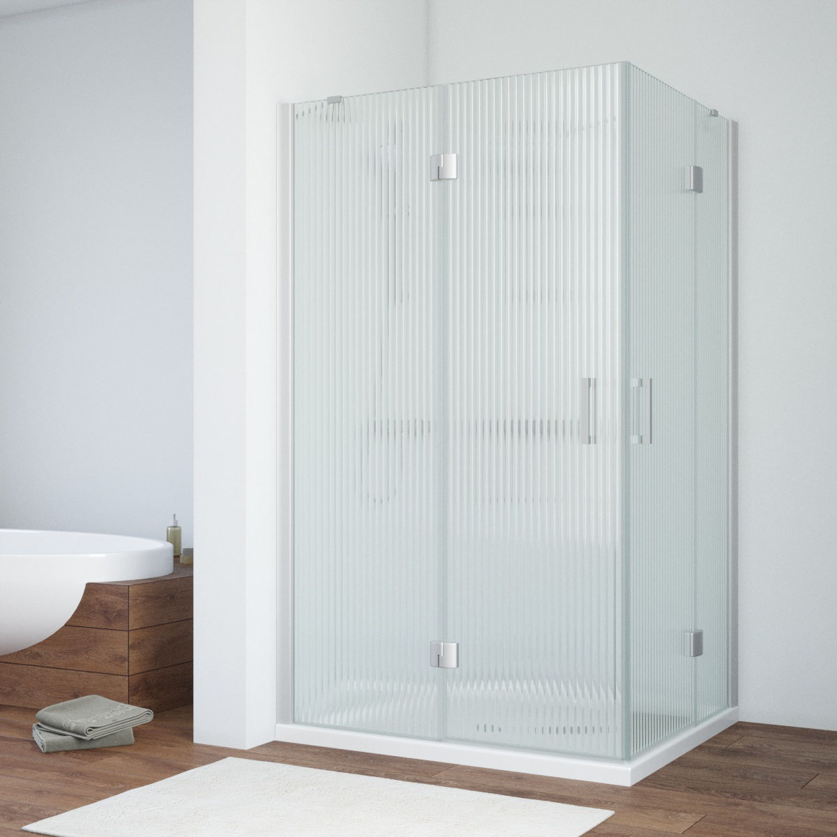 Душевой уголок Vegas Glass AFA-F NOVO 120*110 07 Moru L, профиль матовый хром, стекло Moru