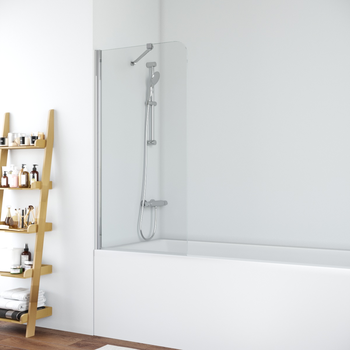 Шторка на ванну Vegas Glass EV NOVO ST 76 08 crystalvision, профиль глянцевый хром, стекло crystalvision