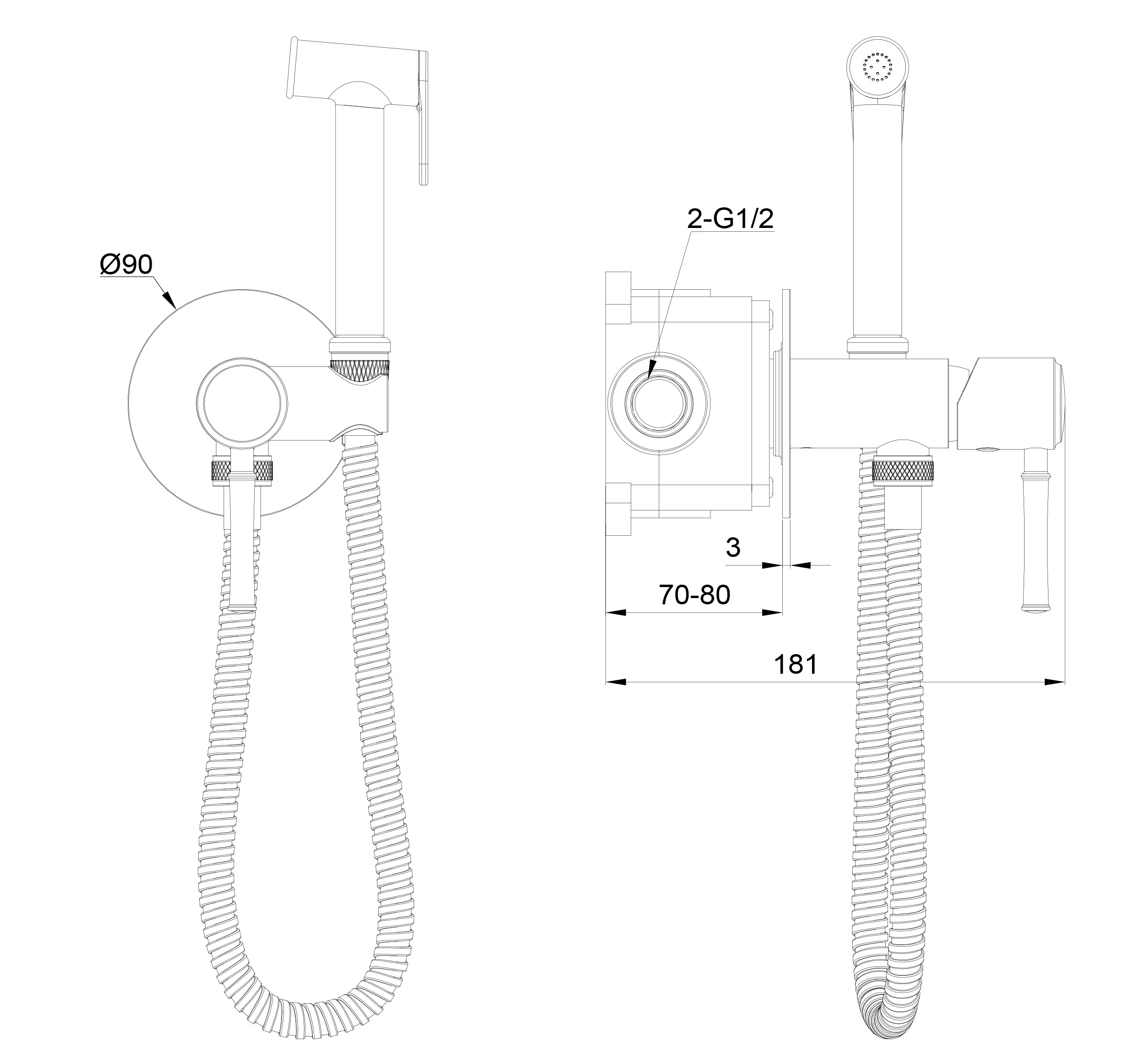 Гигиенический душ Wonzon & Woghand Tor WW-88829073-BG со смесителем