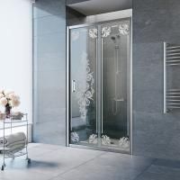 Душевая дверь в нишу Vegas Glass ZP TUR NOVO h1900150 08 VENZEL 2 профиль глянцевый хром, стекло прозрачное рисунок матовый