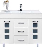 Тумба с раковиной Misty Квадро 105 белая эмаль