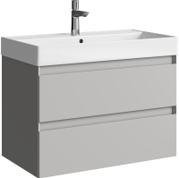 Тумба с раковиной Aqwella 5 stars Geometria 80 подвесная, 2 ящика, серый туман