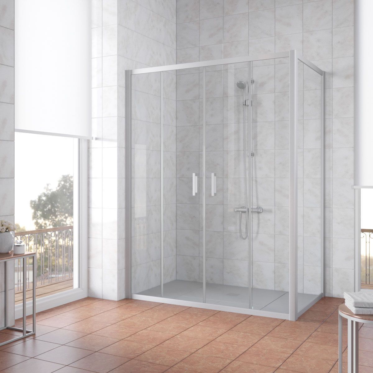 Душевой уголок Vegas Glass Z2P+ZPV NOVO 160*90 07 crystalvision профиль матовый хром, стекло crystalvision