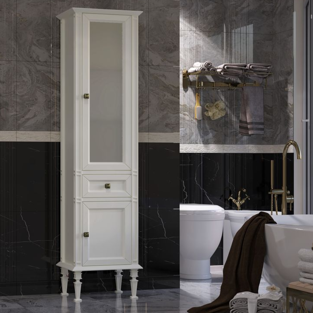 Шкаф пенал Opadiris Кантара слоновая кость, R