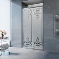 Душевая дверь в нишу Vegas Glass ZP TUR NOVO h1900135 08 ARTDECO D1 профиль глянцевый хром, стекло матовое рисунок прозрачный