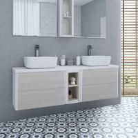 Тумба с раковиной Aquaton Брук 140 (60+20+60) дуб латте