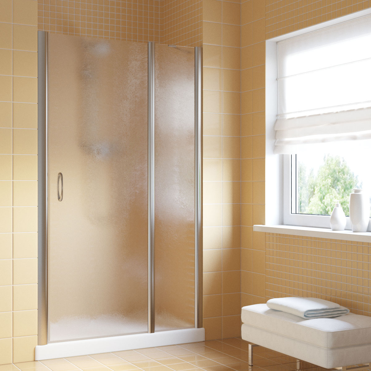 Душевая дверь в нишу Vegas Glass  EP-F-1 LUX 150 08 02 R, профиль глянцевый хром, стекло шиншилла