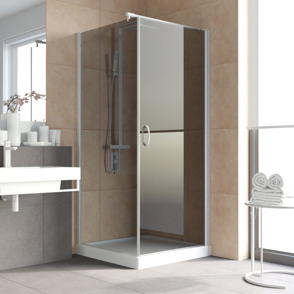 Душевой уголок Vegas Glass EP-Fis LUX 90 01 07 R, профиль белый, стекло графит