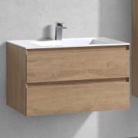 Тумба с раковиной Vincea Luka 80 2 ящика, натуральный дуб