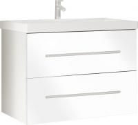 Тумба под раковину Marka One Mix 60П с 2 ящиками, белый глянец, ручки рейлинг