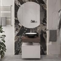 Мебель для ванной Stworki Ольборг 60 столешница дуб карпентер, без отверстий, с тумбой 60, с раковиной Vitra Water jewels