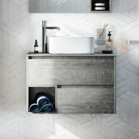 Тумба с раковиной Stworki Карлстад 75 дуб рошелье, роверелла, с отверстием для смесителя в столешнице