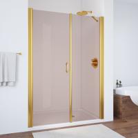Душевая дверь в нишу Vegas Glass EP-F-2 160 09 05 L профиль золото глянцевое, стекло бронза