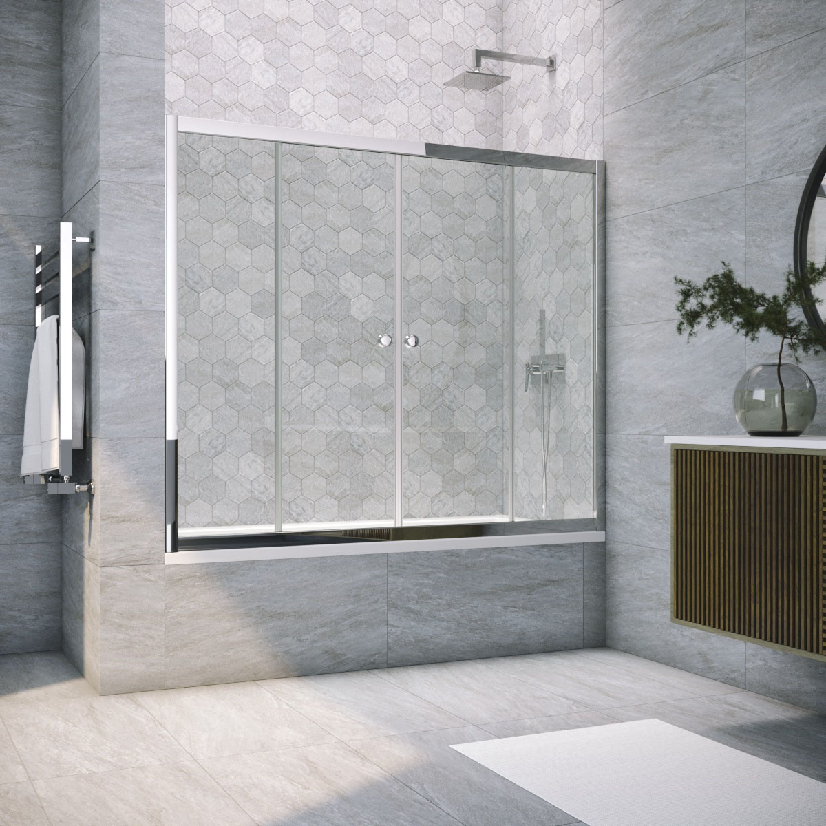 Шторка на ванну Vegas Glass Z2V TUR NOVO 185 08 crystalvision, профиль глянцевый хром, стекло crystalvision