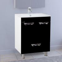 Тумба с раковиной Bellezza Альфа 55 черная с нижним ящиком
