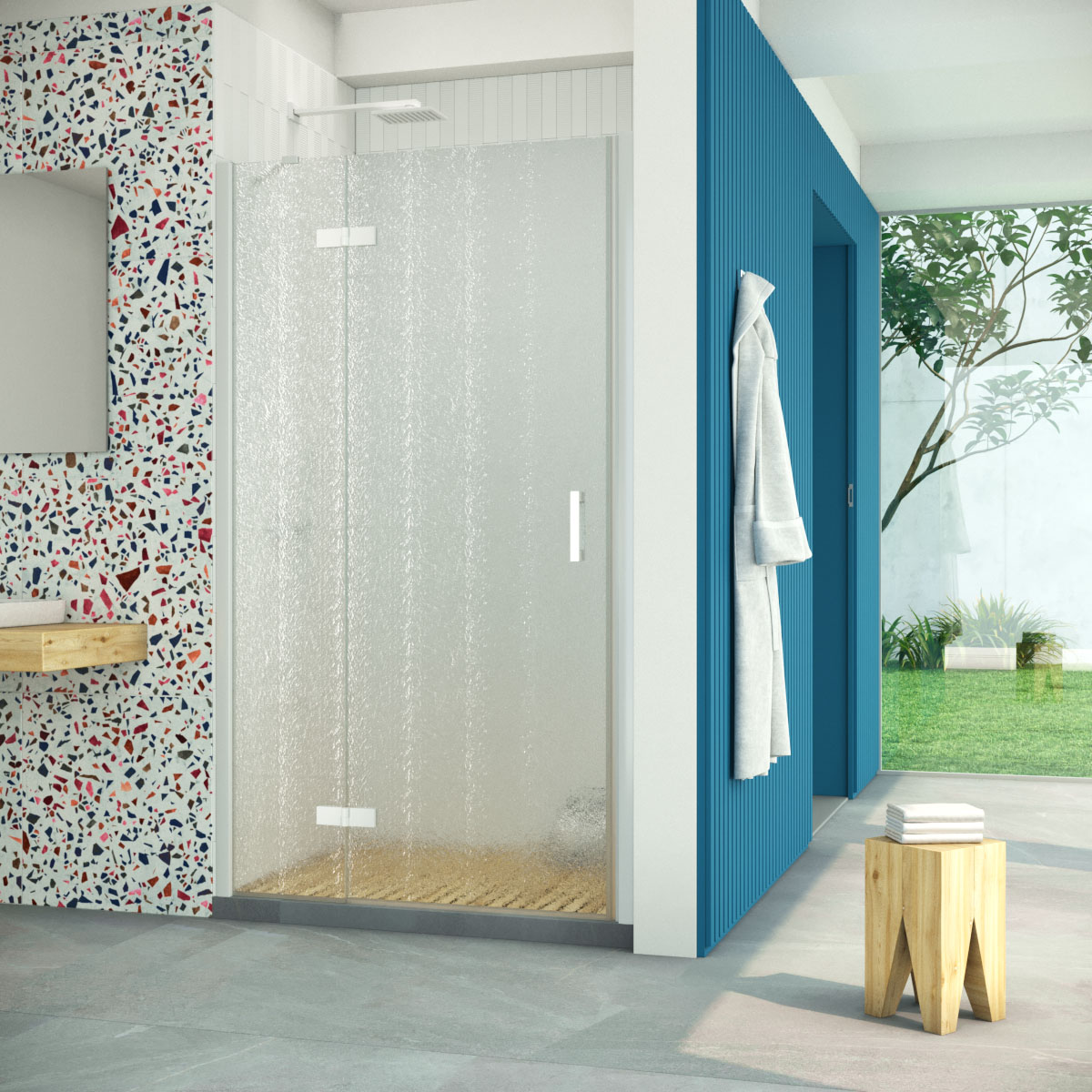 Душевая дверь в нишу Vegas Glass  AFP Retta 90 01 02 L, профиль белый, стекло шиншилла