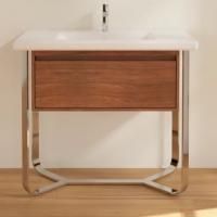 Тумба с раковиной Villeroy & Boch Antheus 100 american walnut, с подставкой из глянцевой стали