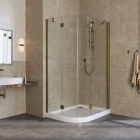 Душевой уголок Vegas Glass AFS-F LUX 120*100 05 crystalvision R профиль бронза, стекло crystalvision