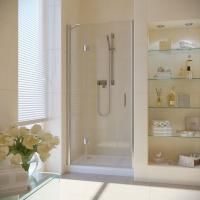 Душевая дверь в нишу Vegas Glass AFP LUX 120 08 crystalvision L профиль глянцевый хром, стекло crystalvision