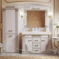 Мебель для ванной Misty Барокко 120 3 ящика бежевая, патина
