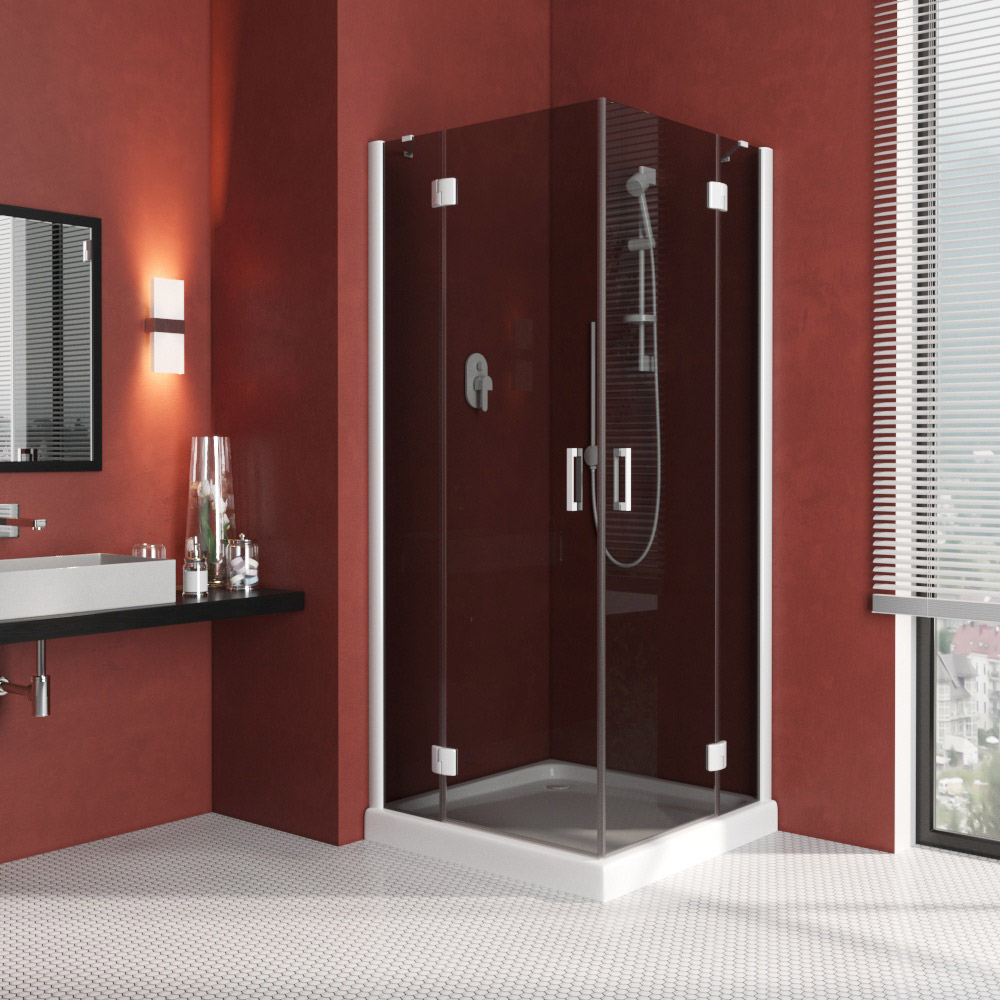 Душевой уголок Vegas Glass AFA LUX 90 01 07, профиль белый, стекло графит