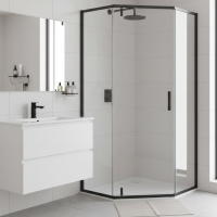 Душевой уголок CeramaLux CL1006B-100 100x100, профиль черный матовый, стекло прозрачное