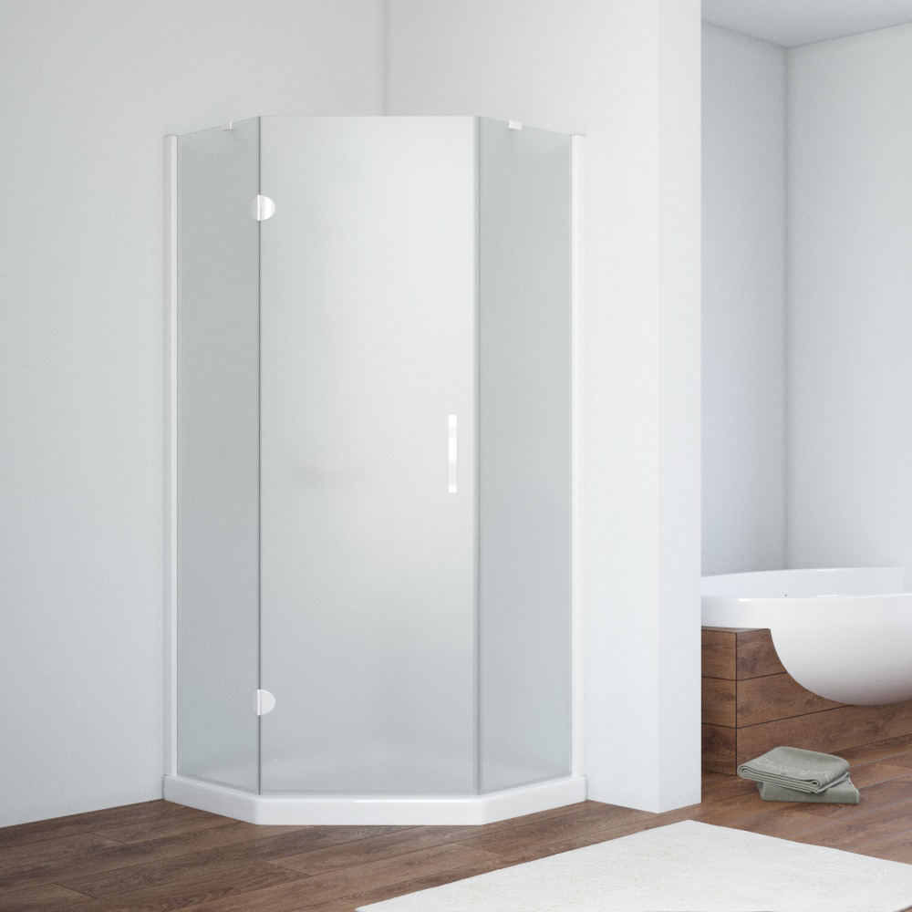Душевой уголок Vegas Glass AFA-Pen NOVO 110 01 10 L, профиль белый, стекло сатин