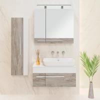 Мебель для ванной Runo Вудлайн 85, скандинавский дуб, раковина Caspia 60 Square