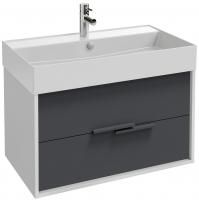 Тумба с раковиной Jacob Delafon Vivienne 80 белый блестящий/насыщенный серый, ручки серые