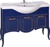 Тумба под раковину ASB-Woodline Эмили 105 синяя, патина золото