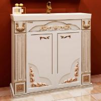 Тумба с раковиной Misty Барокко 80 белая, патина