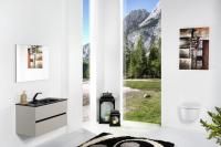 Тумба с раковиной Armadi Art Vallessi 100 кашемир, с черной раковиной