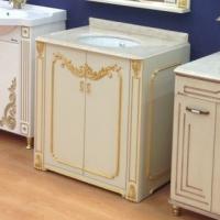 Тумба с раковиной Bellezza Луиза 80 бежевая патина золото