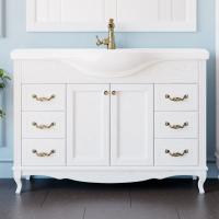 Тумба с раковиной ValenHouse Эллина 120 белая, фурнитура бронза