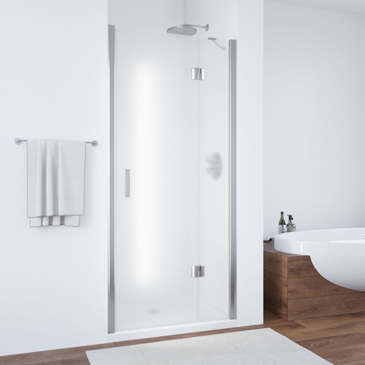 Душевая дверь в нишу Vegas Glass  AFP TUR NOVO h1890 90 08 10 R, профиль глянцевый хром, стекло сатин