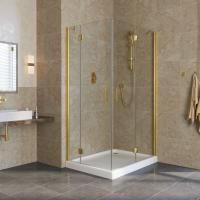 Душевой уголок Vegas Glass AFA-F LUX 100*90 09 crystalvision R профиль золото глянцевое, стекло crystalvision