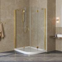 Душевой уголок Vegas Glass AFS-F Lux 120*100 09 01 L профиль золото, стекло прозрачное