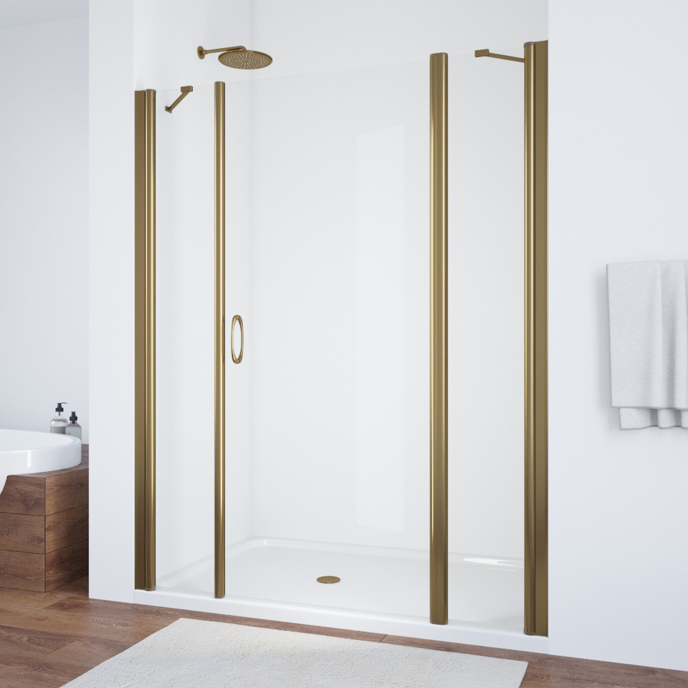 Душевая дверь в нишу Vegas Glass EP-2F 145 05 01 R, профиль бронза, стекло прозрачное