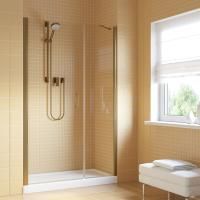 Душевая дверь в нишу Vegas Glass EP-F-2 LUX 150 05 crystalvision L профиль бронза, стекло crystalvision