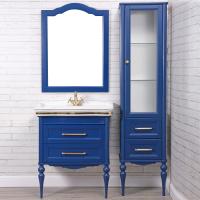Мебель для ванной ValenHouse Эстетика 80 декор синяя, подвесная, ручки золото