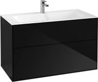 Тумба с раковиной Villeroy & Boch Finion 100 glossy black lacquer, с настенным освещением