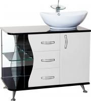 Тумба с раковиной Bellezza Рио 90 R черно-белая