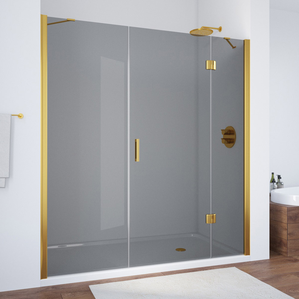 Душевая дверь в нишу Vegas Glass  AFP-F TUR NOVO h1890 140 09 07 R, профиль золото глянцевое, стекло графит