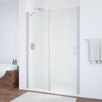 Душевая дверь в нишу Vegas Glass EP-F-1 130 07 01 L профиль матовый хром, стекло прозрачное