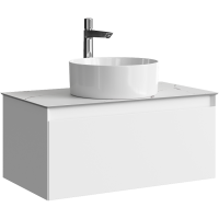 Тумба с раковиной Aqwella 5 stars Geometria 80 подвесная 1 ящик, белая, столешница белый мрамор