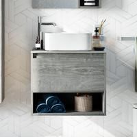 Тумба с раковиной Stworki Карлстад 60 дуб рошелье, роверелла, с отверстием под смеситель в столешнице